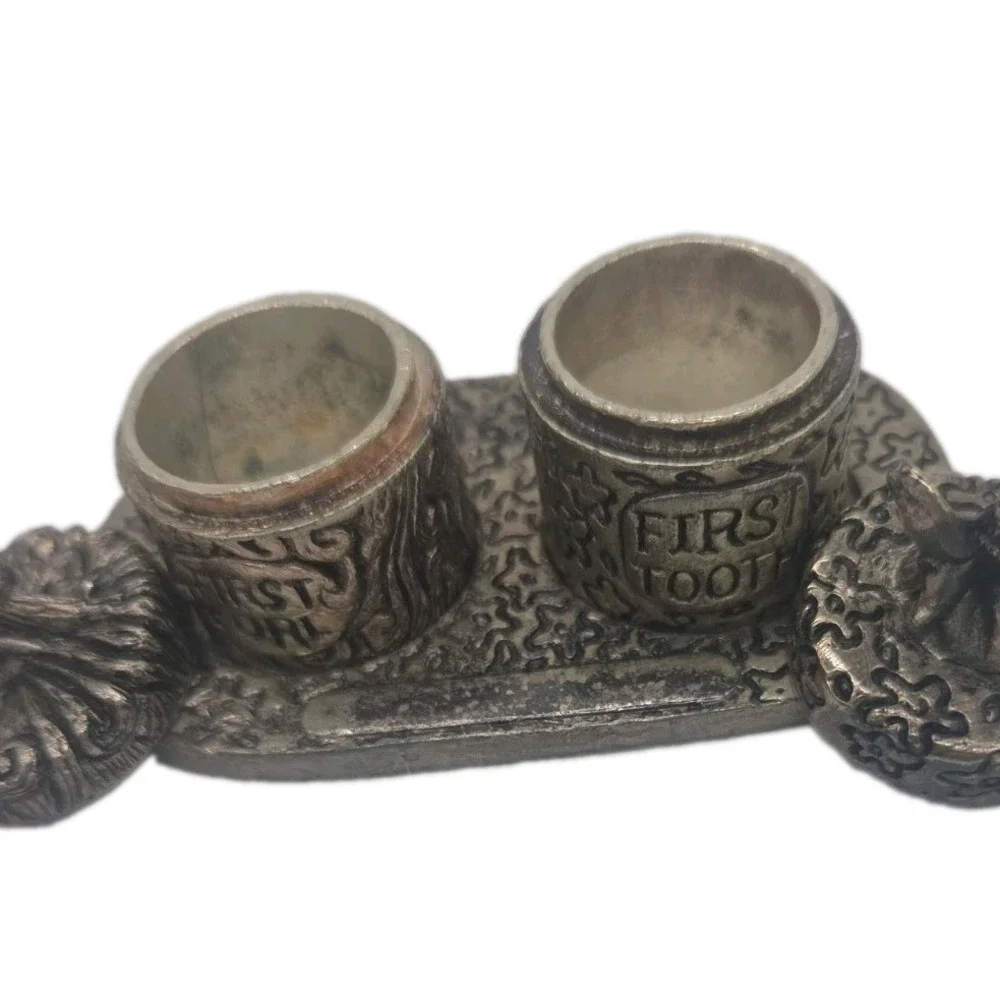 First Tooth & First Curl VINTAGE BabyKeepsake Boxes Set Pewter Fairy Theme